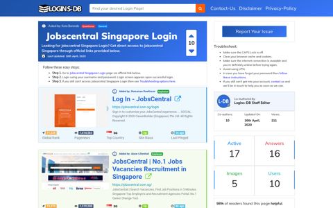 Jobscentral Singapore Login - Logins-DB