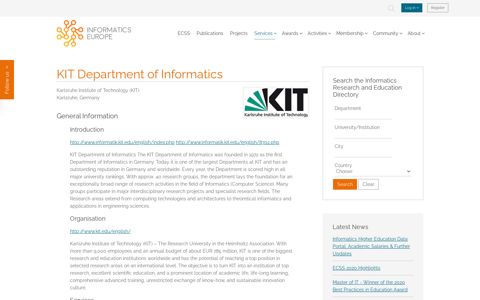 KIT Department of Informatics - Informatics Europe