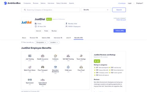 JustDial Employee Benefits | AmbitionBox