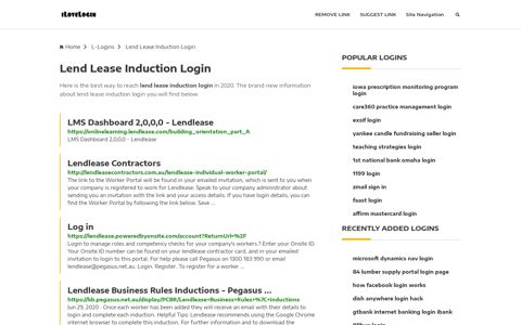 Lend Lease Induction Login ❤️ One Click Access - iLoveLogin