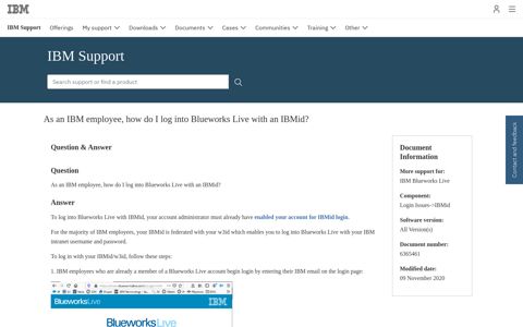 As an IBM employee, how do I log into Blueworks Live with an ...