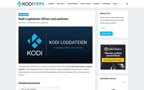 Kodi Logdateien öffnen und auslesen – Kodi-Tipps.de