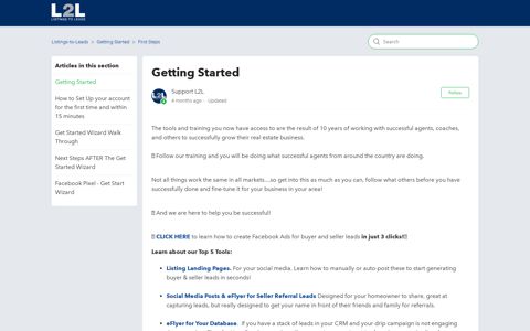 Getting Started – Listings-to-Leads