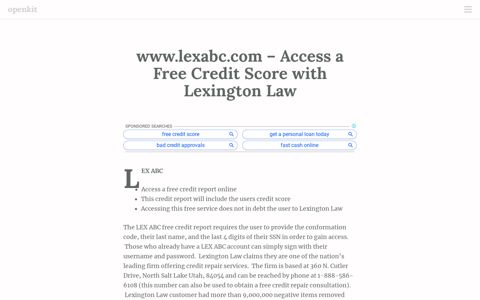 www.lexabc.com - Access a Free Credit Score with Lexington ...