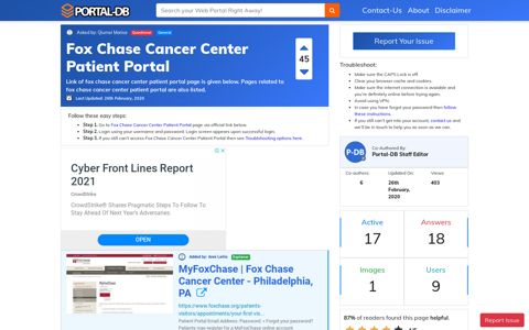 Fox Chase Cancer Center Patient Portal