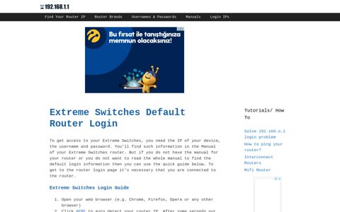 Extreme Switches - Default login IP, default username ...