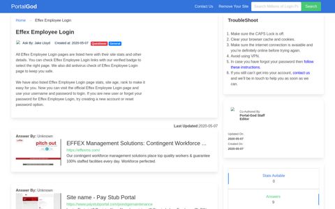 Effex Employee Login Page - portal-god.com