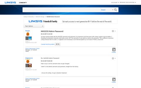 NAS200 Admin Password - Linksys Community