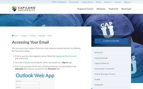 Accessing Your Email - Capilano University