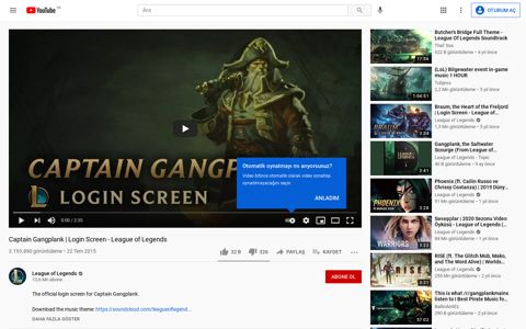 Captain Gangplank | Login Screen - League of ... - YouTube