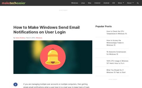 How to Make Windows Send Email Notification on User Login