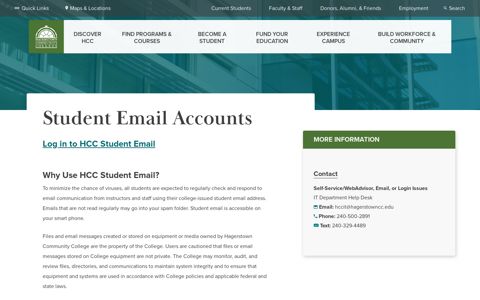 Student Email Accounts | Hagerstown Community College