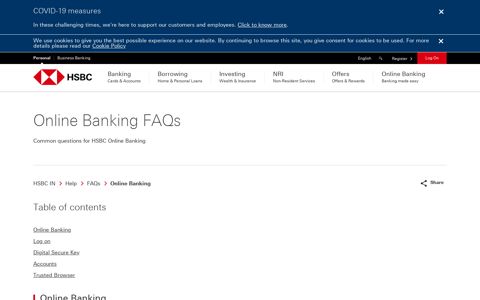 Online Banking FAQs | Help and Support - HSBC IN