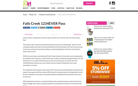 Falls Creek 1234EVER Pass | Girl.com.au