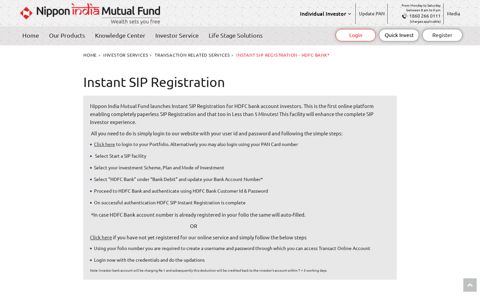Instant SIP Registration for HDFC Bank Account Investors ...