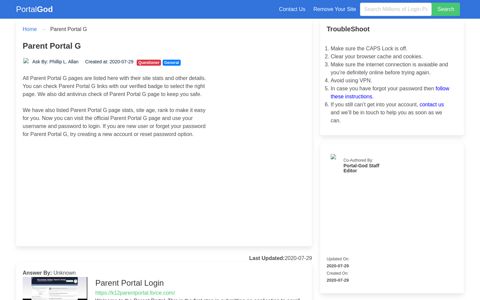 Parent Portal G Page - portal-god.com
