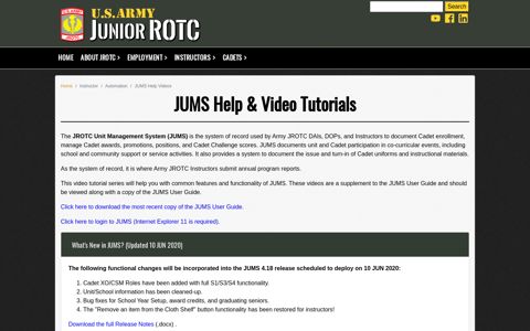 JUMS Help Videos - Army JROTC