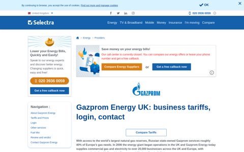 Gazprom Energy UK: business tariffs, login, contact - Selectra