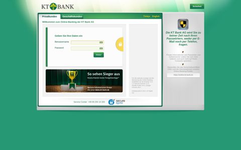 Online-Banking - KT Bank AG