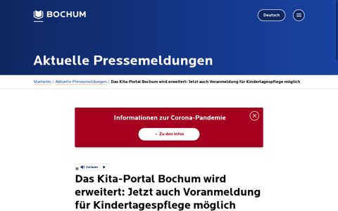 Das Kita-Portal Bochum wird erweitert: Jetzt auch ...