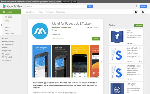 Metal for Facebook & Twitter - Apps on Google Play