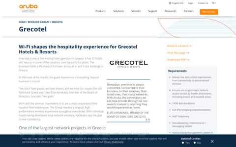 Hotel Wi-Fi Networking Case Study | Grecotel | Aruba