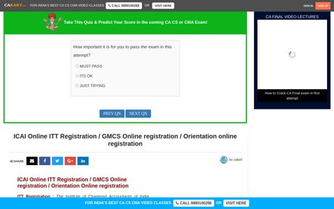 ICAI Online ITT Registration / GMCS Online registration ...