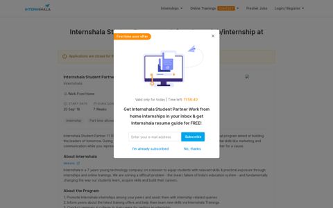 Internshala Student Partner work from home job/internship at ...