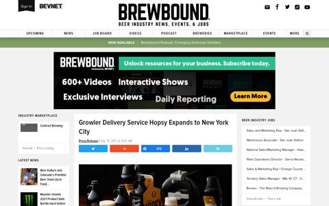 Growler Delivery Service Hopsy Expands to New York City ...