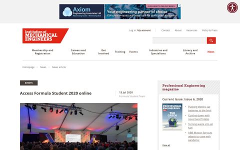 Access Formula Student 2020 online - IMechE
