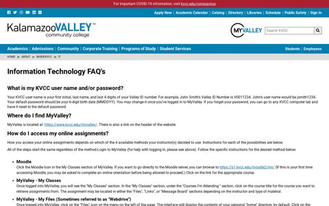 IT FAQ's - Kalamazoo Valley Community College