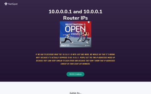 10.0.0.0.1 and 10.0.0.1 Router IP Addresses - NetSpot