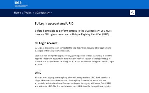 EU Login account and URID | CO2 Registry | Dutch Emissions ...