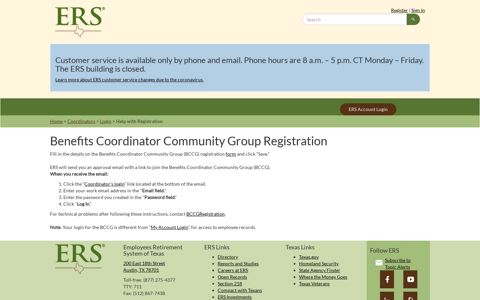 Help with Registration | ERS