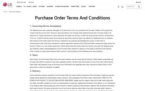 Terms and Conditions | LG Electronics US