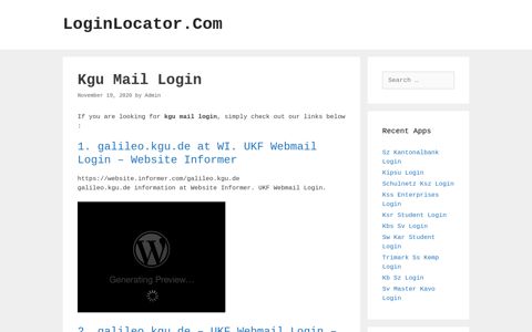 Kgu Mail Login - LoginLocator.Com