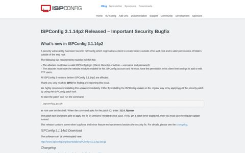 ISPConfig 3.1.14p2 Released – Important Security Bugfix ...
