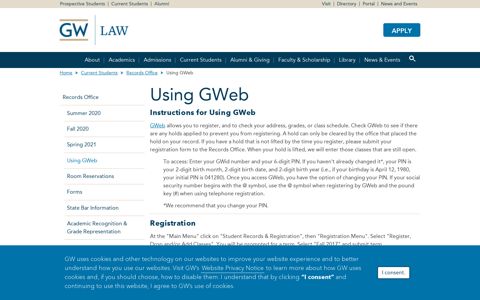 Using GWeb | GW Law | The George Washington University