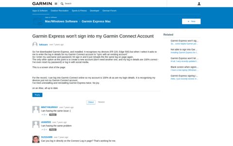 Garmin Express won't sign into my Garmin Connect Account ...