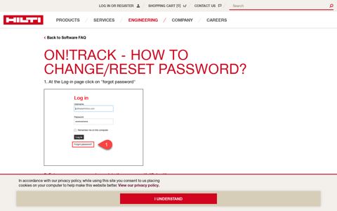 ON!Track - How to change/reset password? - Hilti