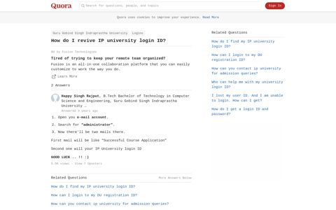 How to revive IP university login ID - Quora