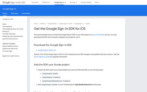 Get the Google Sign-In SDK for iOS | Google Sign-In for iOS