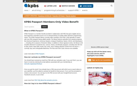 KPBS Passport Members-Only Video Benefit | KPBS