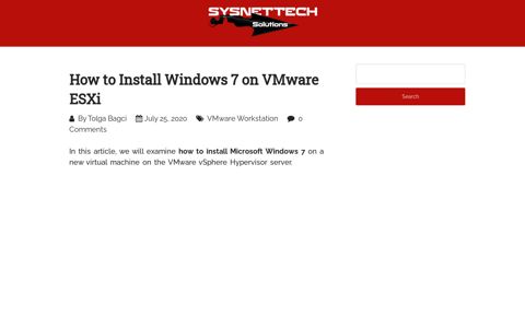 How to Install Windows 7 on VMware ESXi - SYSNETTECH ...