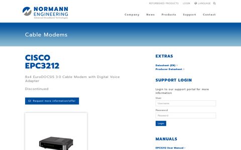 CISCO EPC3212 Cable Modem - Normann Engineering