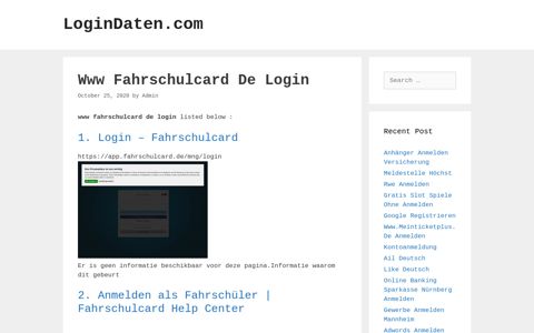 Www Fahrschulcard De - Login - Fahrschulcard - LoginDaten.com