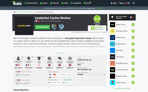 Leaderbet Casino Review | Honest casino review from Casino ...