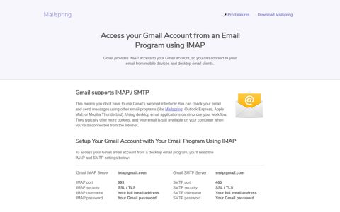 How to access your Gmail email account using IMAP