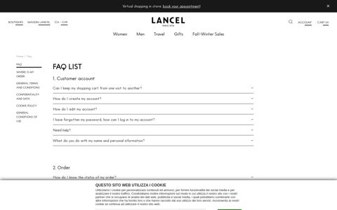 Frequently Asked Questions - Customer Login | Lancel Official ...