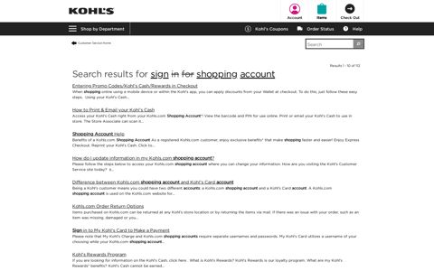 sign in for shopping account - Find Answers - Kohl's
